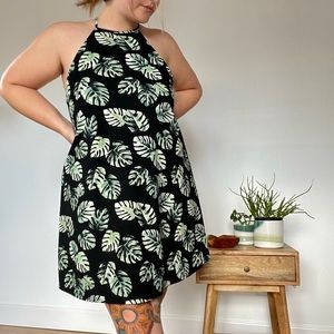 Botanical Print Flowy High Neck Tank Dress